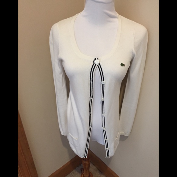Lacoste Sweaters - Lacoste White Cardigan